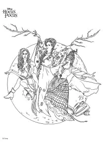 Winifred, Sarah e Mary em frente à lua