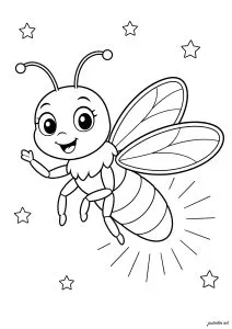 Abelha sorridente com estrelas