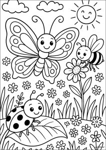 Desenhos para colorir gratuitos para crianças de insetos