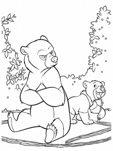 Páginas para colorir para crianças do Urso Irmão imprimível