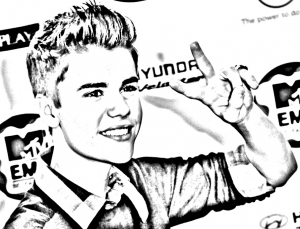 Desenho gratuito de Justin Bieber para descarregar e colorir