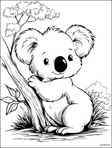 Um koala brincalhão na natureza