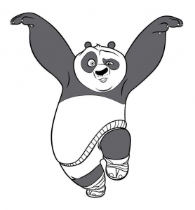 Desenho do panda do Kung Fu para imprimir e colorir