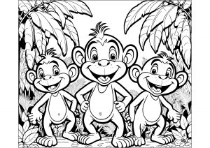 Três jovens Macacos