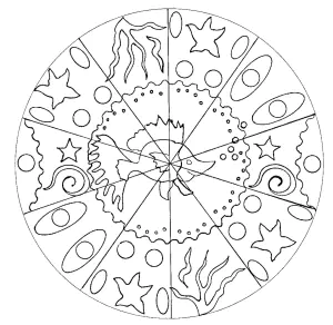 Mandala com peixe e algas marinhas