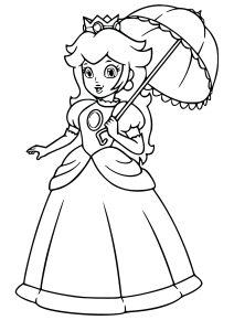 Princesa Peach com um guarda-sol