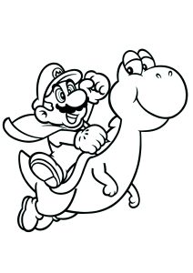 Mario no seu amigo dinossauro Yoshi