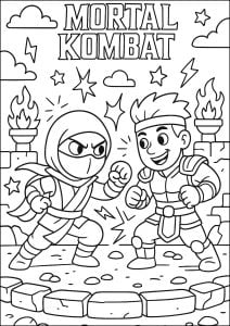 Desenhos para colorir para crianças gratuitos de mortal kombat