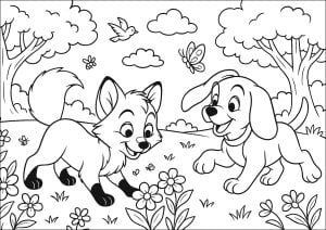 Amizade entre um cão e uma raposa