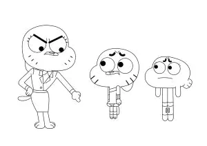 Desenhos simples para crianças para colorir de o incrível mundo de gumball
