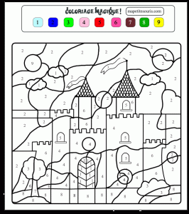 Colorir mágico com um castelo de conto de fadas