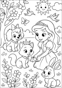 Princesa e seus amigos animais