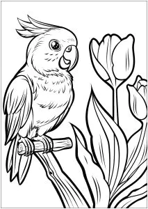 Papagaio E Tulipas