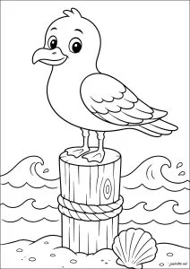 Gaivota em um poste de mar
