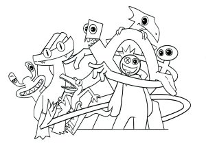 Desenho inspirado nas personagens dos Amigos do Arco-Íris