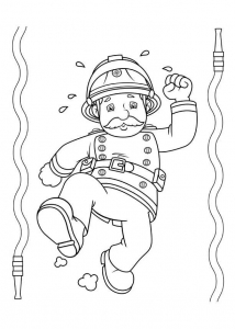 Desenho de Sam, o bombeiro livre para imprimir e colorir