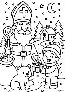 Distribuição de presentes sob a neve