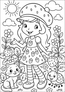Charlotte com seu gato e uma joaninha