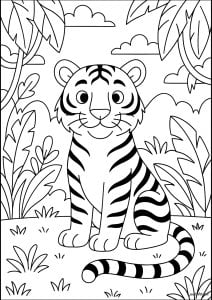 Pequeno tigre na selva verdejante