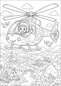 Helicóptero transportando um jovem piloto