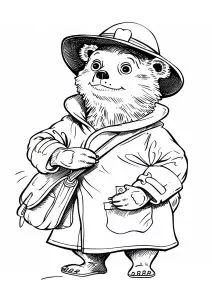 Desenhos para colorir gratuitos para crianças de urso-paddington
