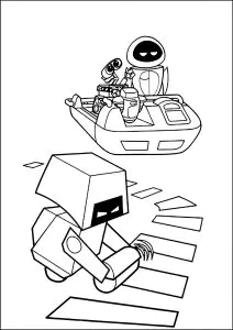 Um robô observado por Wall-E e Eve