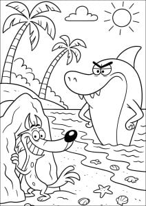 Desenhos para colorir para crianças de zig e sharko