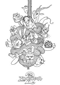 Desenhos para colorir de zootopia 2 para crianças