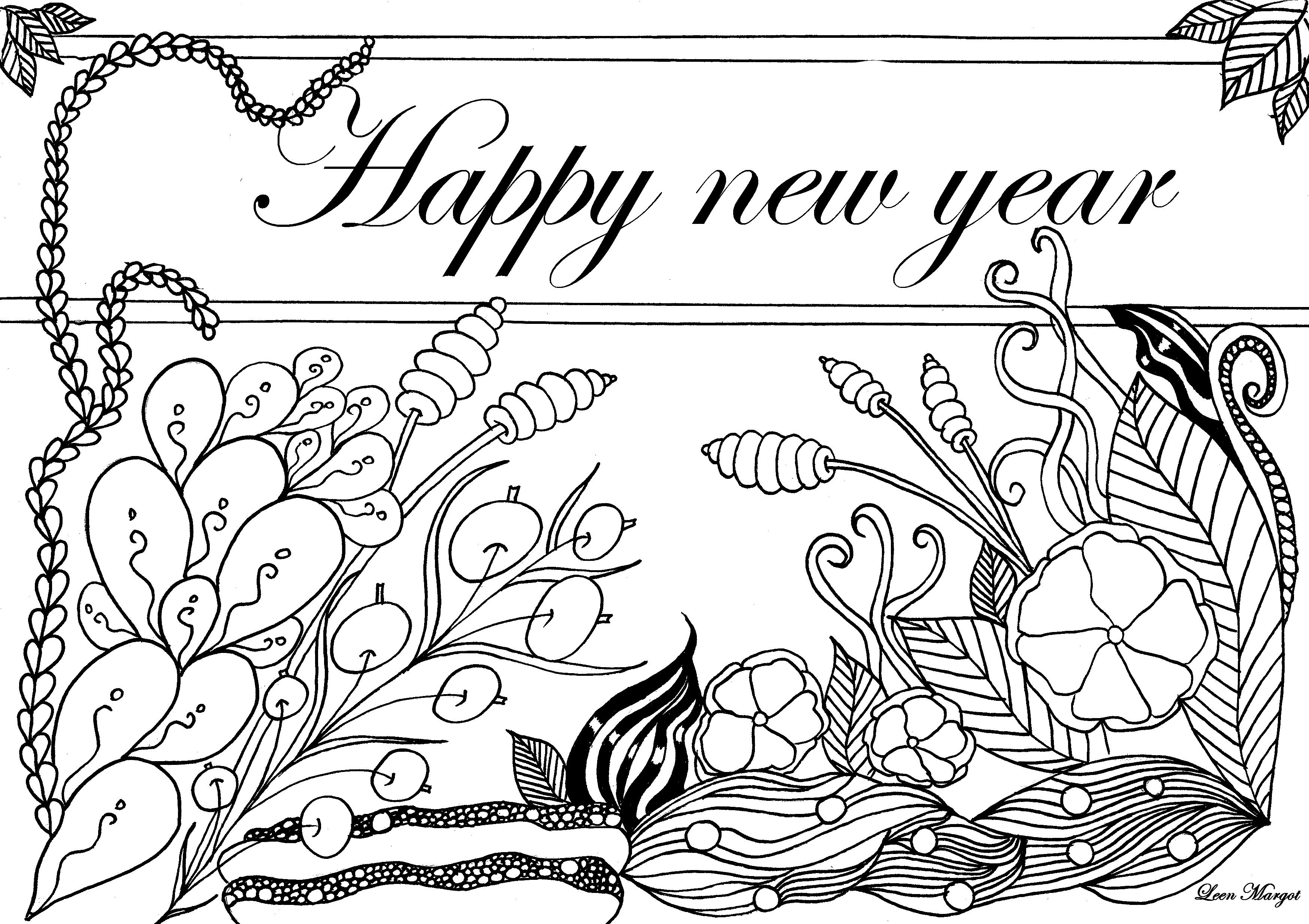Happy New year ! - Coloring Pages for Adults