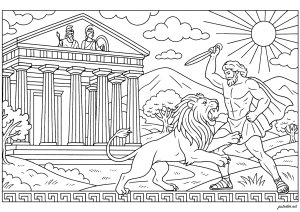 Templo y Héroe de la Antigua Grecia