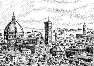 Grabado de la ciudad de Florencia