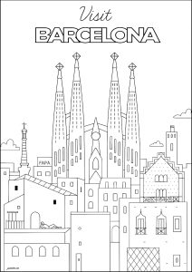 Barcelona, España, con la Sagrada Familia