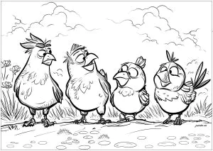 Cuatro Pájaros Divertidos