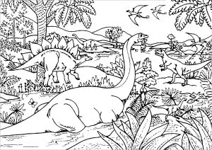 Dinosaurios En Una Llanura
