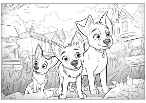 Tres Perros Dibujados Al Estilo Disney   Pixar