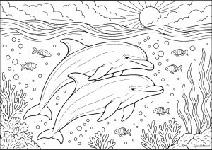 Dos delfines en el agua