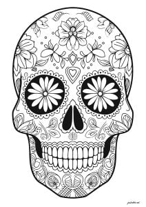 Día de los muertos skull - intricate floral motifs