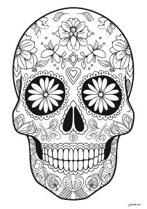 Día De Los Muertos Skull   Intricate Floral Motifs