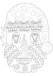 Cabeza De Papá Noel Con Símbolos Navideños