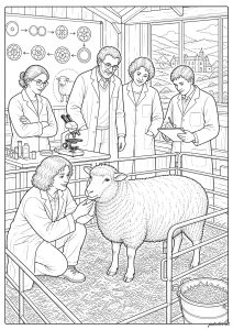 Observación de Dolly, el primer mamífero clonado (Roslin, 1996)