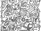 Dibujo Complejo Con Diferentes Criaturas Garabateadas