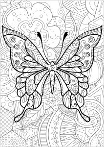 Mariposa con fondo floreado - 4