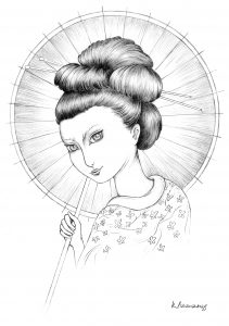 Geisha con sombrilla