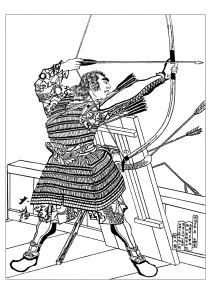Tsukioka Yoshitoshi: Minamoto No Tametomo Con Un Arco  1878 