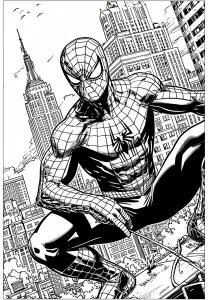 Spider Man Con El Empire State Building De Fondo