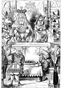 El Rey y la Reina inspeccionando las tartas (Alicia en el País de las Maravillas)