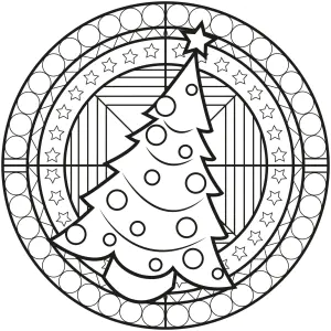 Mandala Navideño Con Un árbol De Navidad