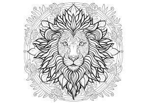 Cabeza De León En Un Mandala