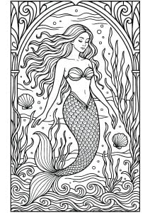 Complejo Dibujo De Una Hermosa Sirena