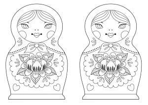 Dos Muñecas Rusas Con Flor De Loto